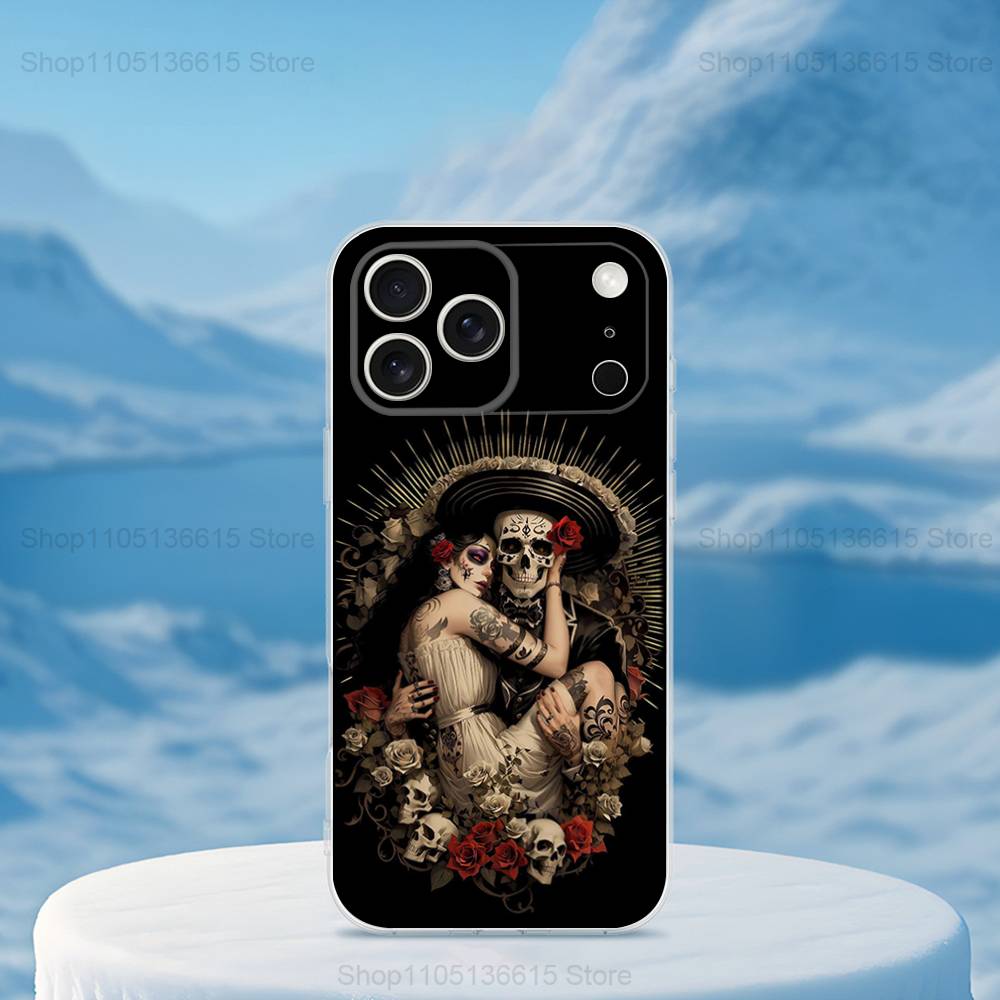 

Catrina Skull Girl Mexican Case For iPhone Max,14,16,X,13,XR,SE,12,15,Pro,17,Plus,11,XS,Mini Transparent Soft Cover iPhone15Plus