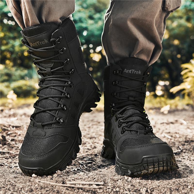 New Four Seasons Men's Outdoor Mountain Climbing and Field Training Boots, Tactical Boots,and Desert Hiking Ankle Boots