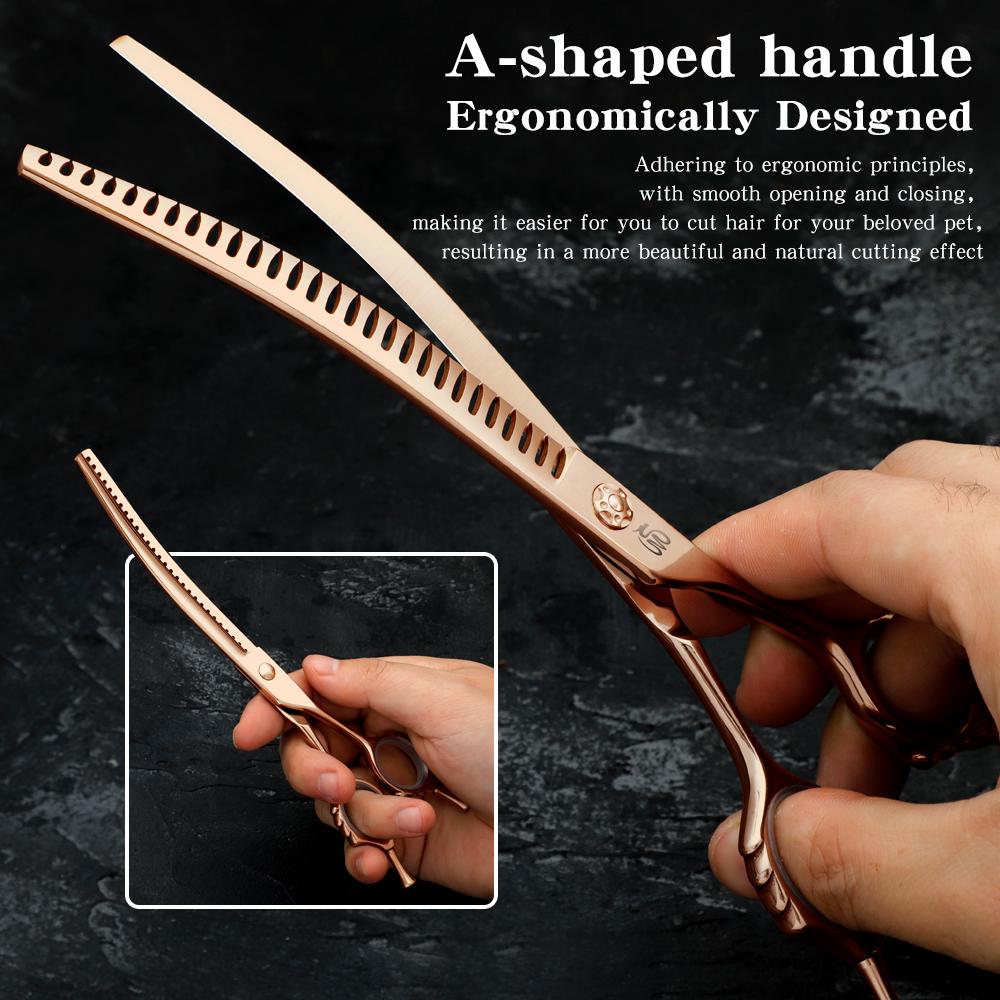 Professional 7.5 Inch Curved Thinning Dog Grooming Shears Fish Bone Scissors High Quality JP 440C for Dog Face And Body Cutting