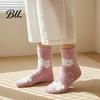 Loose Fit Lounge Socks Coral Fleece for Women, Soft Thermal Crew with Non-Binding Non Binding Comfort Top, Fuzzy Sleep Cute Prints Autumn Winter