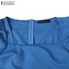 ZANZEA Women Casual Square Collar Summer Short Sleeve Elegant Dress