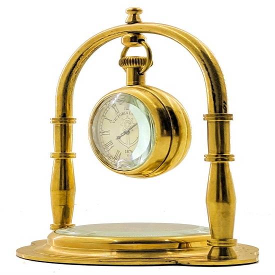 Messing Nautical Victoria London Home Decor Schreibtisch Tischuhr mit Richtungskompass Uhr Dekoartikel 15,24 cm