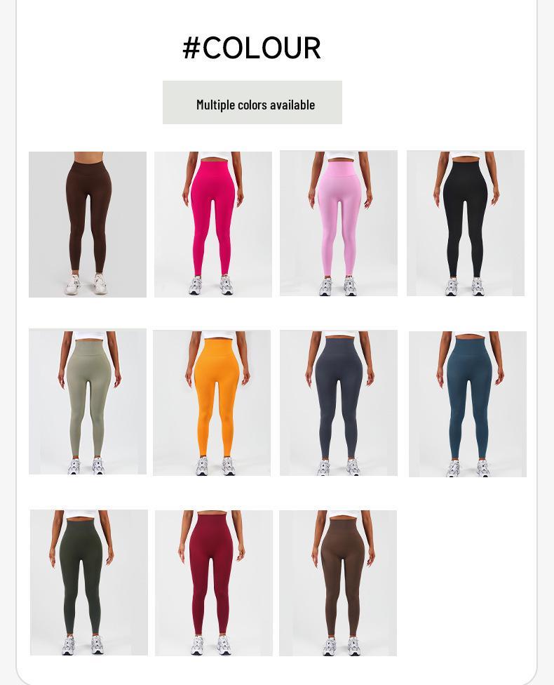 Women's High-Waist Seamless Slim-Fit Peach-Enhancing Fitness Leggings with Separate Waistband for Cycling.