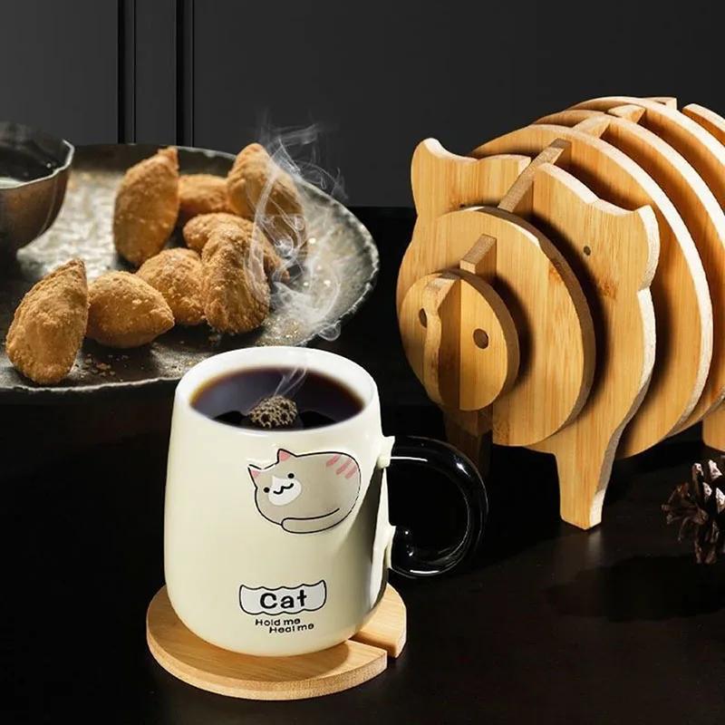 Multi Wood Tray Wood Saucer Flower Pot Tray Cup Pad Coaster Plate Kitchen Decorative Plate Creative Coaster Coffee Cup Mat