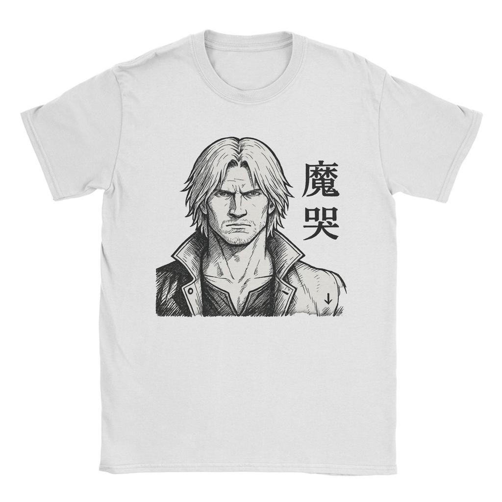 Den Vita Kaninen Devil May Cry DMC Spel Herr T-shirt Vintage T-shirts Kortärmad Rundhals T-shirt 100% Bomull Kläder