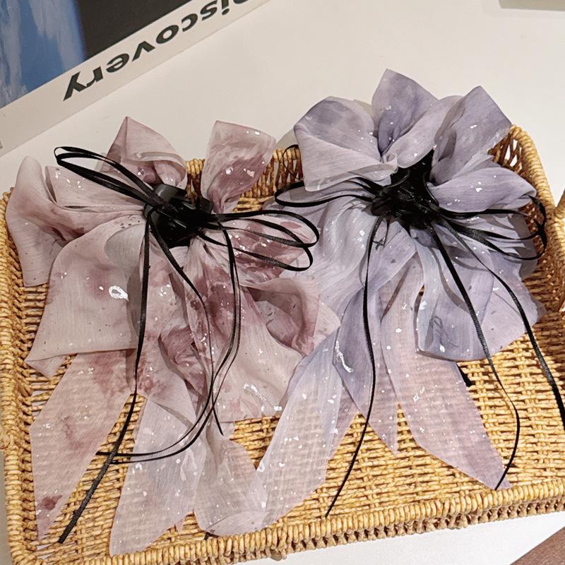 Drcená květina Vícevrstvá mašle Vlající stuha Sponka do vlasů Dámská Nízký ohon Skřipec na vlasy Zadní část hlavy Žraločí skřipec