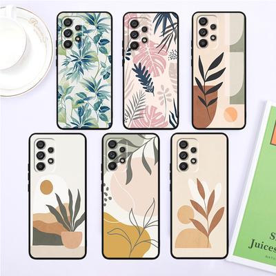 Vintage Flower Leaves For Samsung Note 20 10 Ultra Plus A31 A14 A12 A70 A34 A25 A04 A05 A15 A24 5G Black Back Phone Case