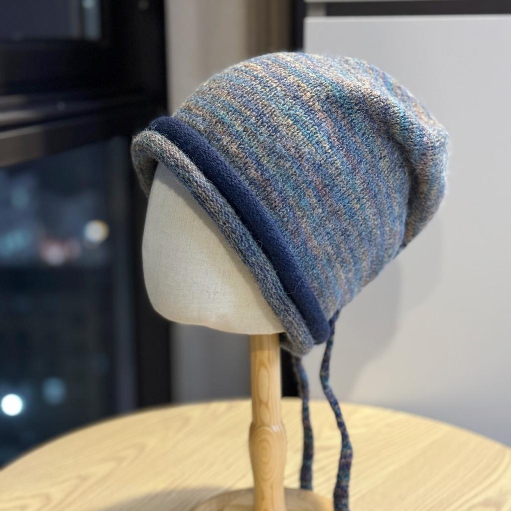 New Style Double Rolled Edge Face-showing Small Pile Hat for Women Korean Style Colorful Fashionable Warm Woolen Hat Big Head Circumference Cold Hat