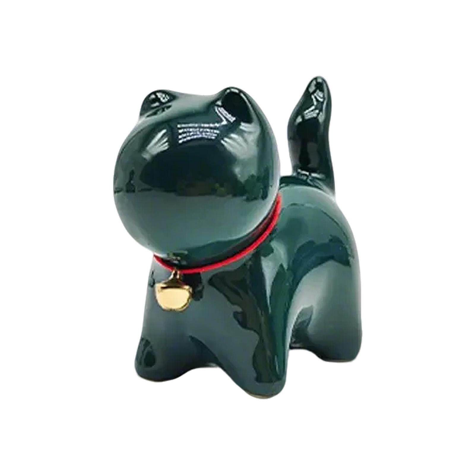 

Керамический колокольчик в виде кошки, маленькая статуэтка кошки, идеально для любителей чая и энтузиастов кошек, украшение для стола, для подарка темно серый