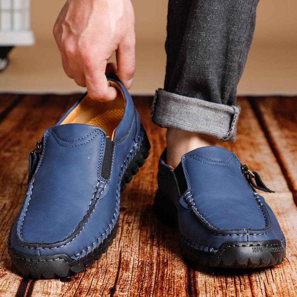 Ręcznie robione męskie buty casualowe z zamszu, wygodne i oddychające mokasyny, męskie buty biznesowe płaskie, buty do jazdy