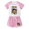 Kids' Summer Color Block Sports Set: Short Sleeve T-shirt & Hot Pants for Boys & Girls