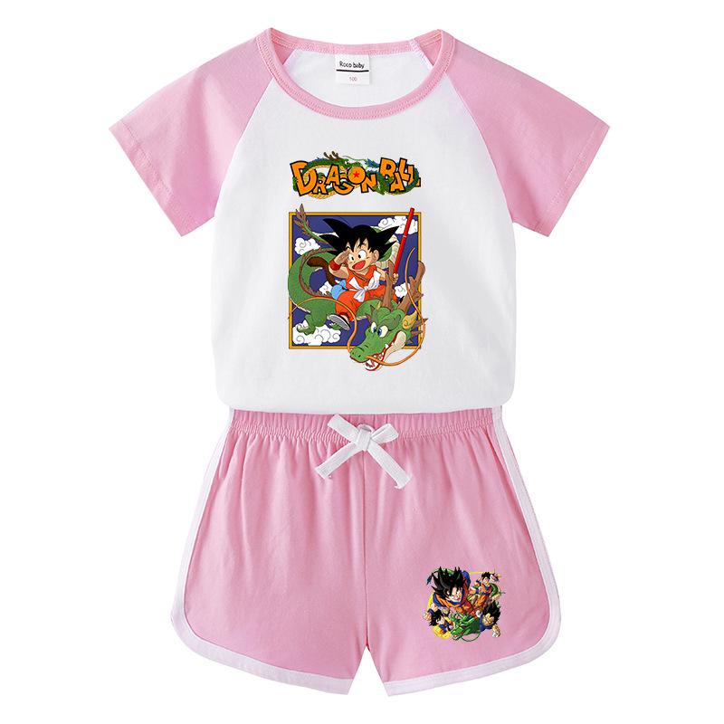 Kids' Summer Color Block Sports Set: Short Sleeve T-shirt & Hot Pants for Boys & Girls