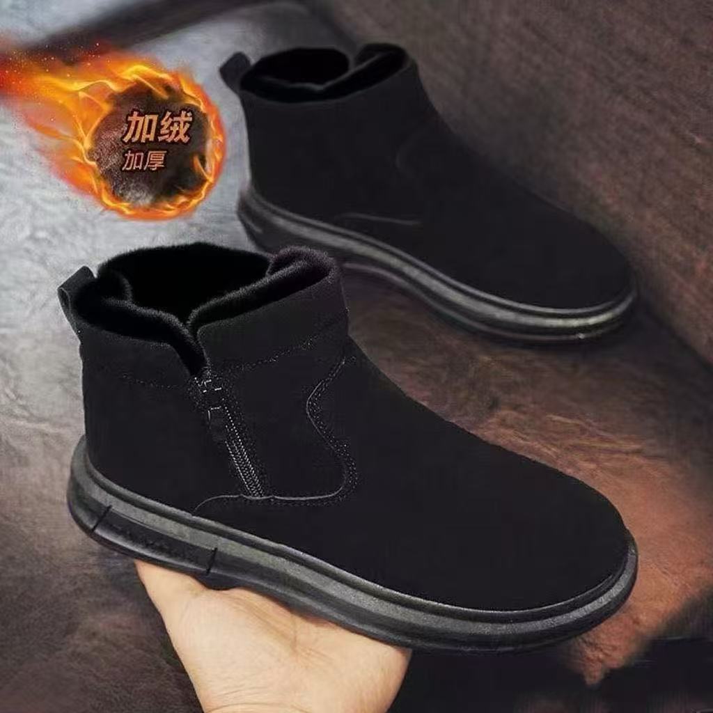 Snow Boots Men's New Velvet Thermal Cotton Boots Versatile Martin Boots Trendy Men's Large Cotton Men's Shoes Trendy