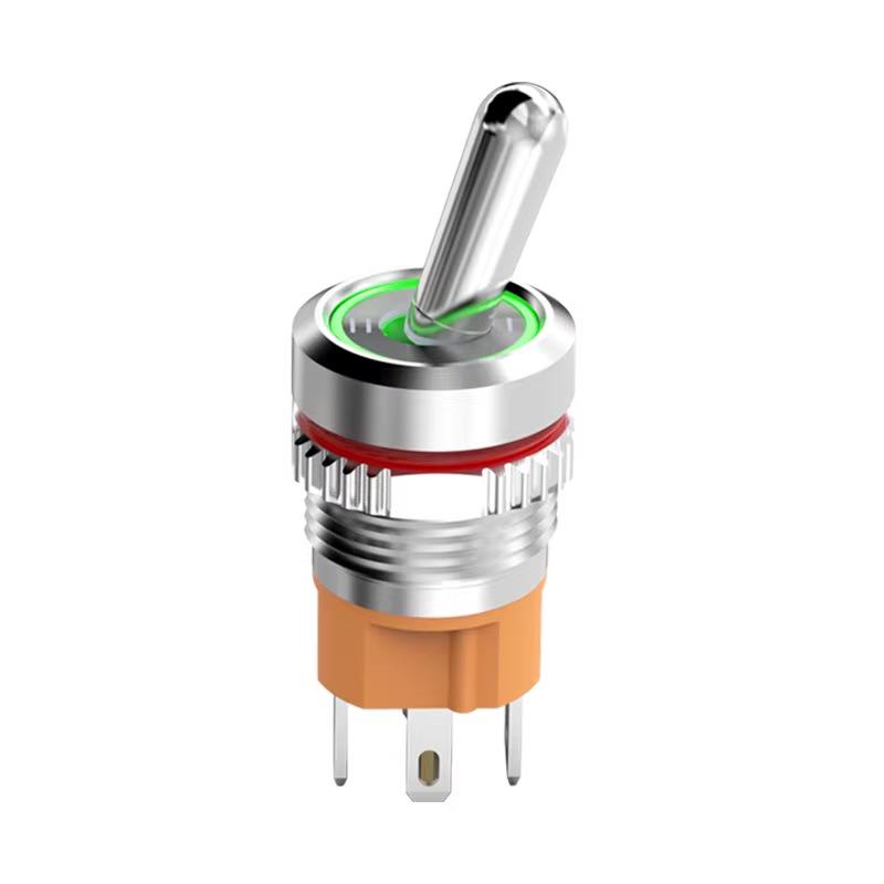 Bluebo 16mm High Current Metal Toggle Switch with Light, Large Handle, 2-Position/3-Position, 1NO1NC