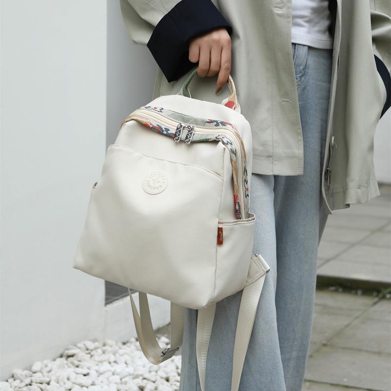 Casual Travel Backpack Lightweight Student Bookbag Urban Minimalist Canvas Bag with Zipper Waterproof Leisure Outdoor Bag