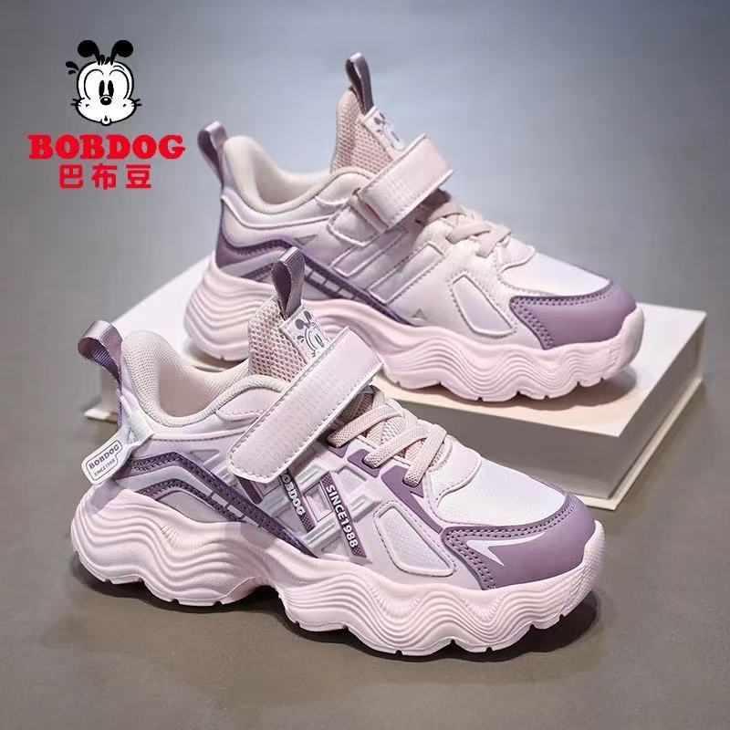 Babu bean girls shoes 2025 autumn new leather surface waterproof children's sports shoes soft sole middle and old children's dad shoes