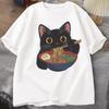 Ramen Cat Tshirt Japanese Style Cat Lover T-Shirt Kawaii Cartoon Cotton Short Sleeve Women T Shirts Mens Clothes Tee Shirt Tops