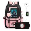 Two-dimensional Peripheral Day Man Ghost Extinguishing Backpack Pencil Bag Large Capacity Student Leisure Schoolbag with USB Port