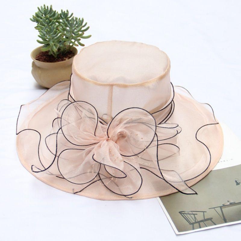 

Элегантная большая сетчатая шляпа-карниз с защитой от солнца в стиле ретро, женская шляпа с защитой от солнца на пляже (55-57cm)