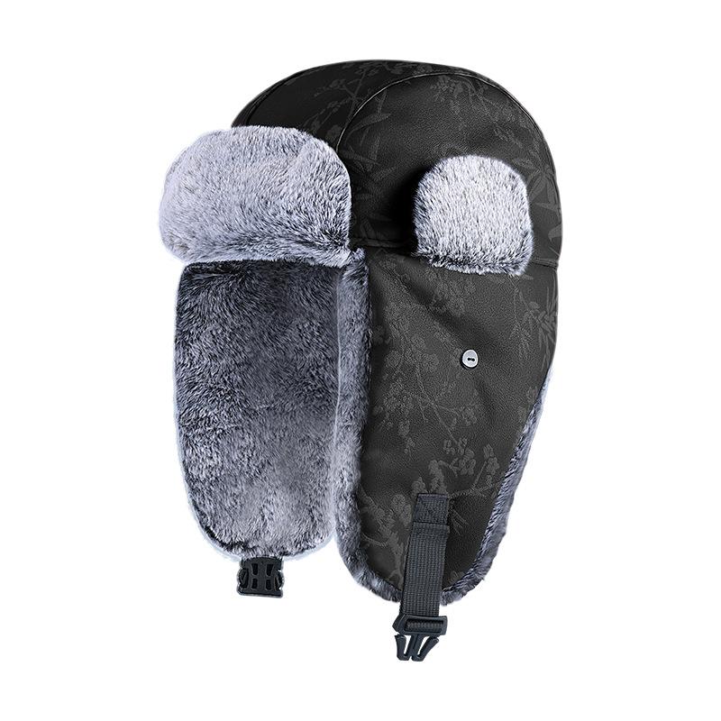 Winter new cold-proof leather men's velvet warm ear protection outdoor skiing windproof women's warm hat