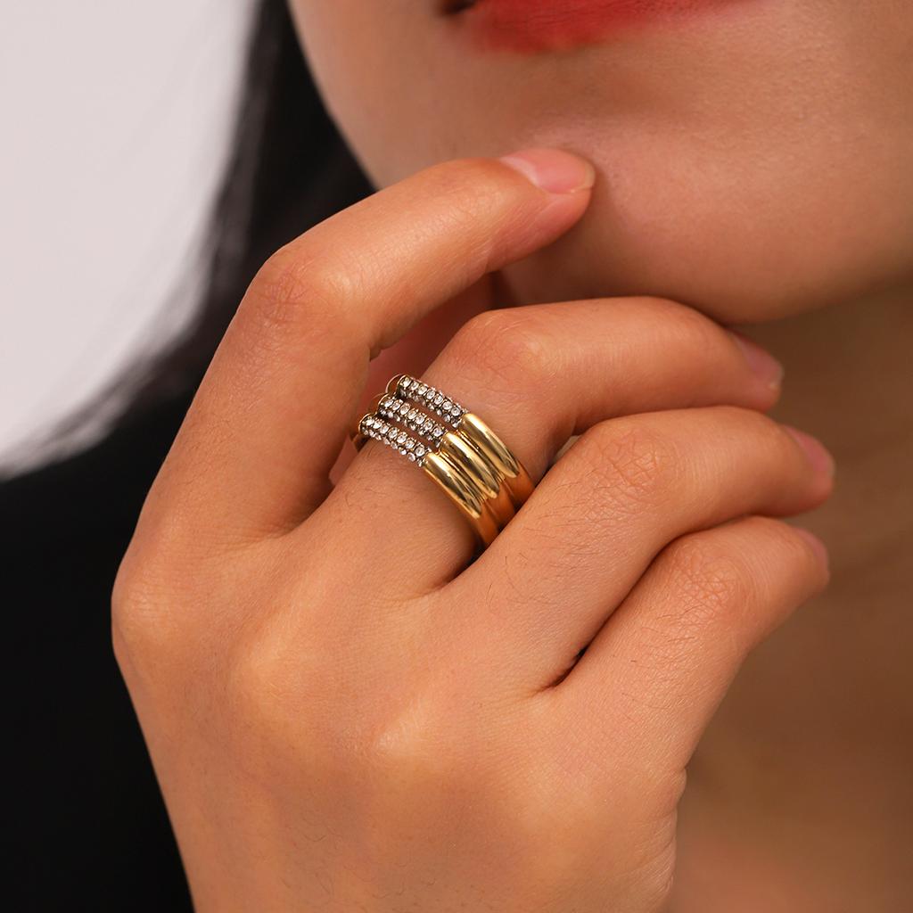 Same style multi-layer titanium steel ring for women, 18K gold stainless steel diamond ring, non-fading ring
