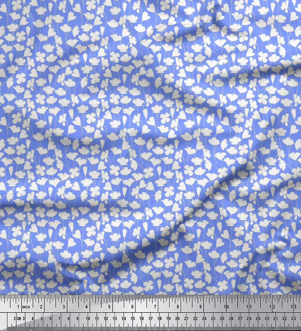 

Soimoi Japan Crepe Satin Fabric Floral Shirting Printed Craft Fabric by the metre 42 Inch 42 Inch Wide - Poly Crepe синій