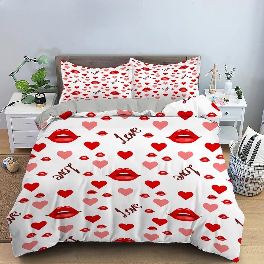 

Постельное белье для влюбленной пары, комплект пододеяльника, подарок на День святого Валентина, постельный комплект в форме сердца, Кинг, Квин, Дабл, 2/3 предмета, полиэстер, чехол для одеяла 70x133cm 2pcs
