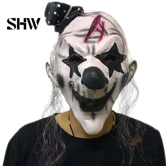 Sprzęt na imprezę Halloweenowy Straszny Lateksowa Maska dla Dorosłych, Straszny Rekwizyt Cosplay Clown, Przerażająca Pełna Maska na Głowę Kostium dla Dorosłych, Dom Strachów,
