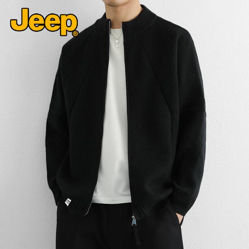 JEEP Men's Stand-Collar Knit Zip-Up Cardigan Jacket