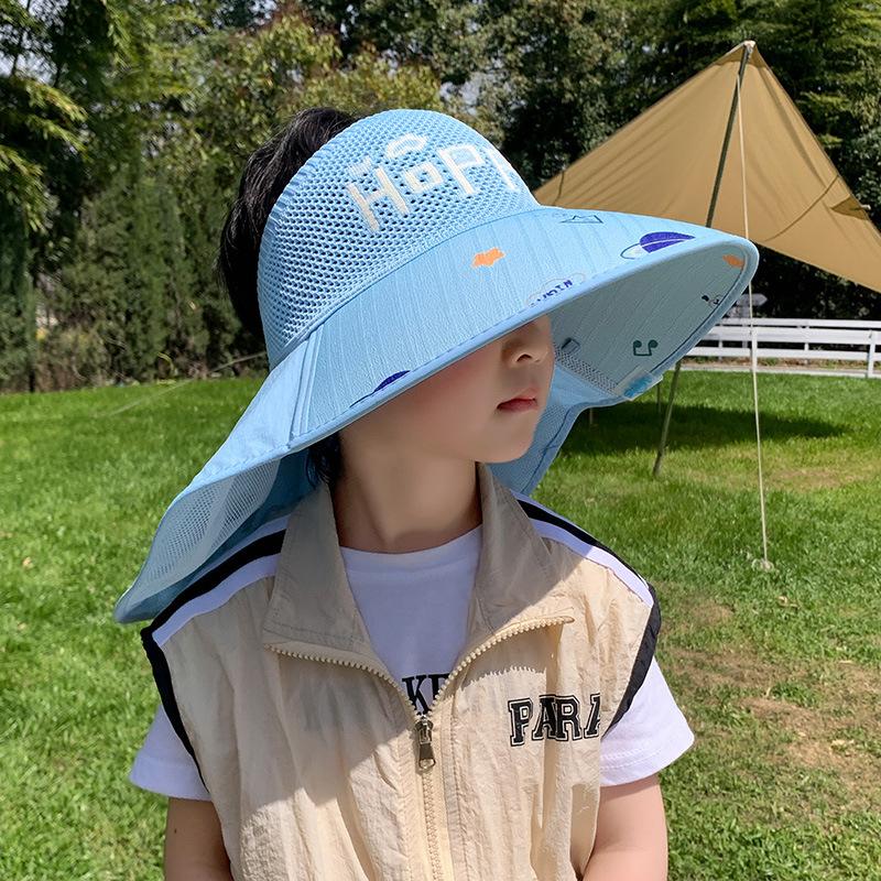 Voice Control Fan Hat Children Summer Girls Large Brim Sun Protection Shawl Hat Empty Top Girl Sun Hat