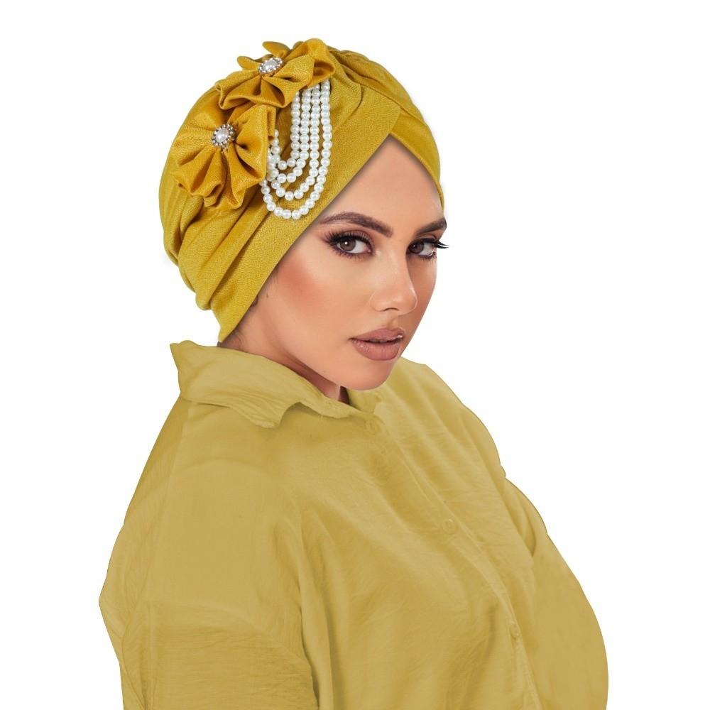Flower Design Turban Cap Breathable Headscarf Hijab Hat Head Wraps  Daily жёлтый