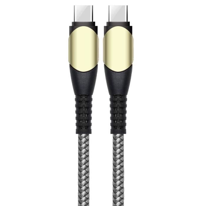 USB-C auf USB-C Kabel 60W für iPhone 16 Pro Max - iPhone 16 Pro - iPhone 15 - iPhone 15 Plus - Verstärktes Nylon 1M Grau