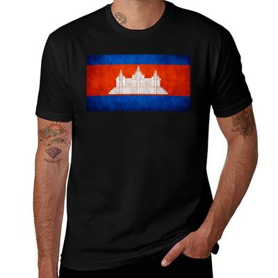 Cambodia Cambodian Flag National Flag of Cambodia TShirt Basic Crew Neck Short Sleeve Top