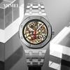 Men's Luxury Stainless Steel Skeleton Mechanical Watch with Large Dial, Fully Automatic Design