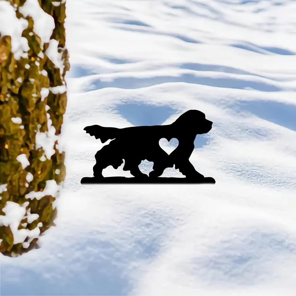 Treuer Hund Gartenstecker Eisenkunst Silhouette Metall Hofschild Kreative Außendekoration für Haustiergedenken