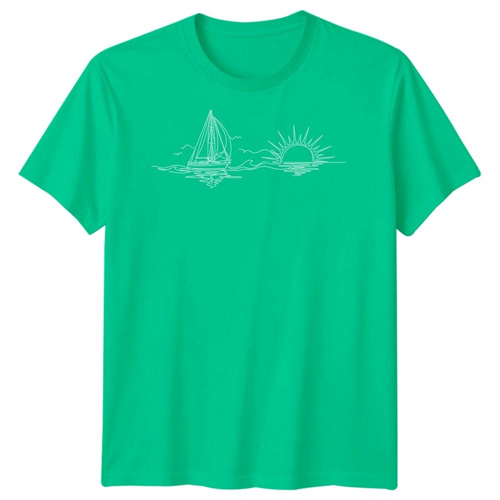 Sailboat Sunset Sailing Travel Unisexs TShirt Ocean Line Art S