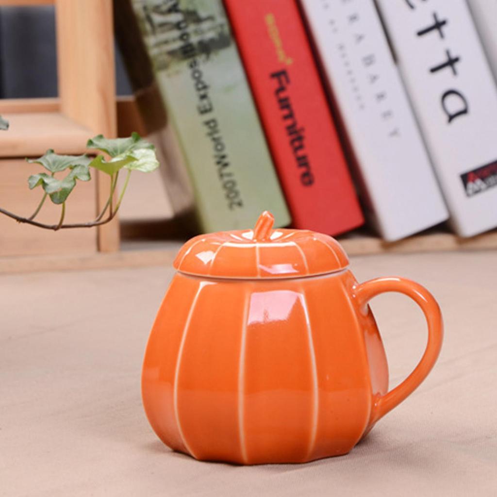 Pumpkin Water Cup Ceramic Cup 240ml Halloween Milk Cup With Pumpkin Lid Cute Plant Shaped Coffee Mug For Thanksgiving Fall