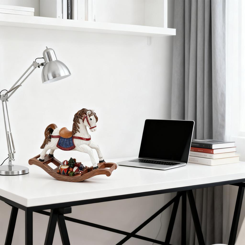 Christmas Wooden Horse Resin Crafts Christmas Tree Decoration Simulation Animal Ornaments Christmas Decoration Suitable For Home Party Bedroom