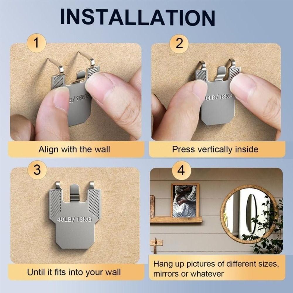 10PCS Sturdy Picture Hanging Hook Easy Install Mirror Hanger Metal Wall Hook  Home Wall Decor
