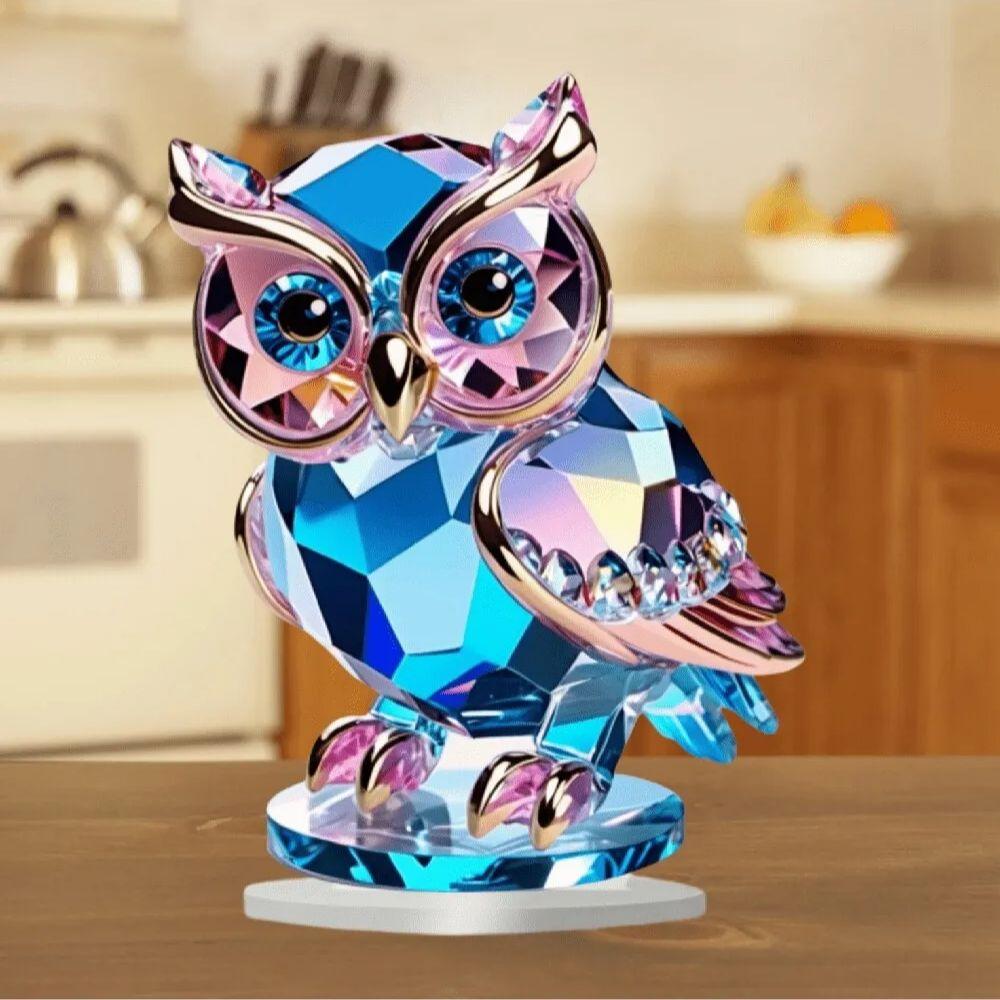 1 Cute Crystal Plastic Owl Desktop Decoration 15cm X 15cm Animal Themed Home Decor Ornament Practical And Convenient