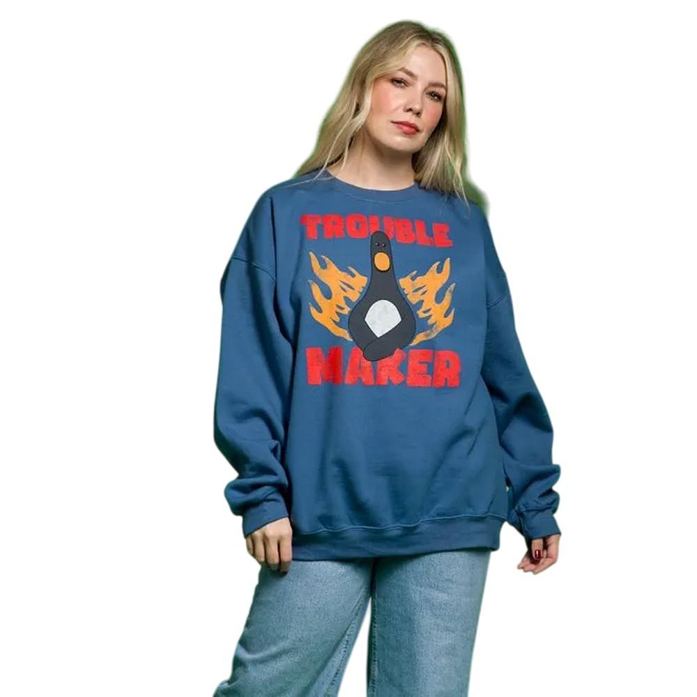 Wallace and Gromit Unisex Adult Trouble Maker Feathers McGraw Sweatshirt