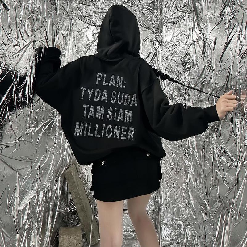 Autumn Oversized Drop Shoulder Hoodie with Letter Print (XS-5XL)