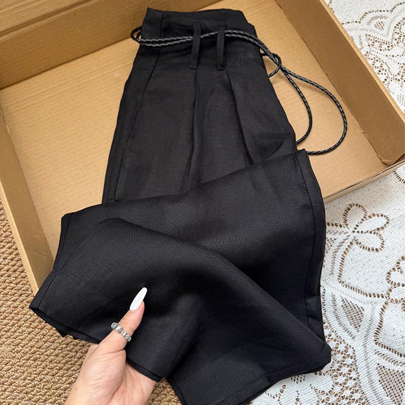 

Chic Luxe Tencel Linen Women s Pants: Loose, High-Waisted, Wide-Leg Design for a Sophisticated Summer Look Large чёрный