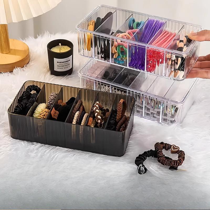 

A Transparent Large-capacity Children s Hair Clip Storage Box with Dust-proof Compartments Transparent color