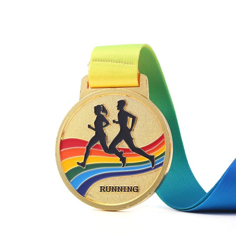 Running Runner Gold Medals Trophy Award With Neck Ribbons Express Medal Various Souvenir School Sports Prize Gift Custom Made