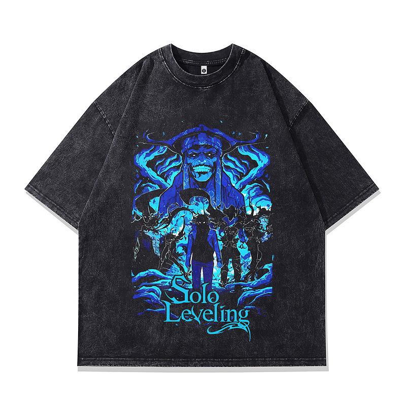 Trendy Brand Men'S Half-Sleeved T-Shirt Street Retro Alone Upgrade Animation Printing Washed Short-Sleeved T-Shirt Men'S And Women'S Tide