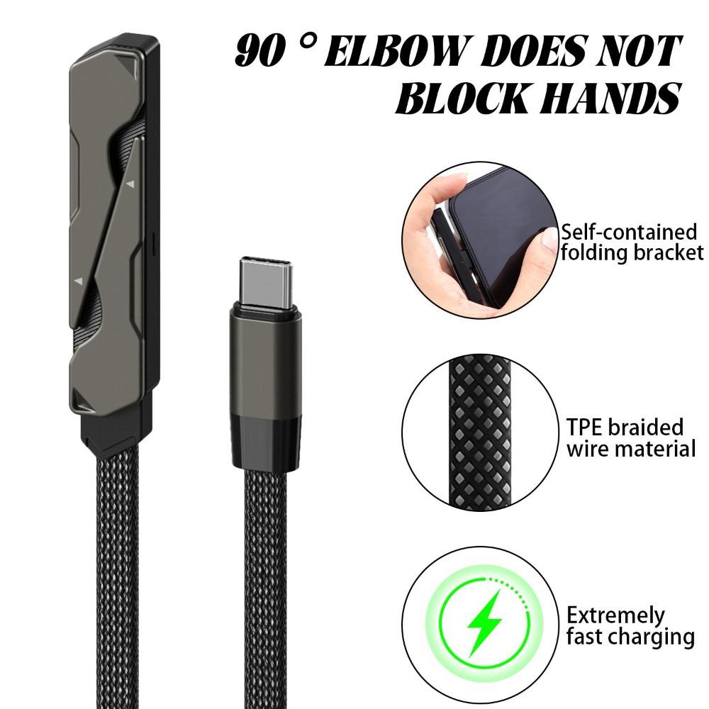 240W USB C L-shaped Bracket Data Cable Type-C To Type-C Data Cable Foldable Stand Fast Charging Cord for IPhone 15 16 17 Xiaomi