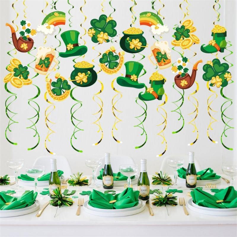 User Friendly Paper PVC Spirals Swirls Ornament for Patrick's Celebration No Tools Needed Versatile Decors