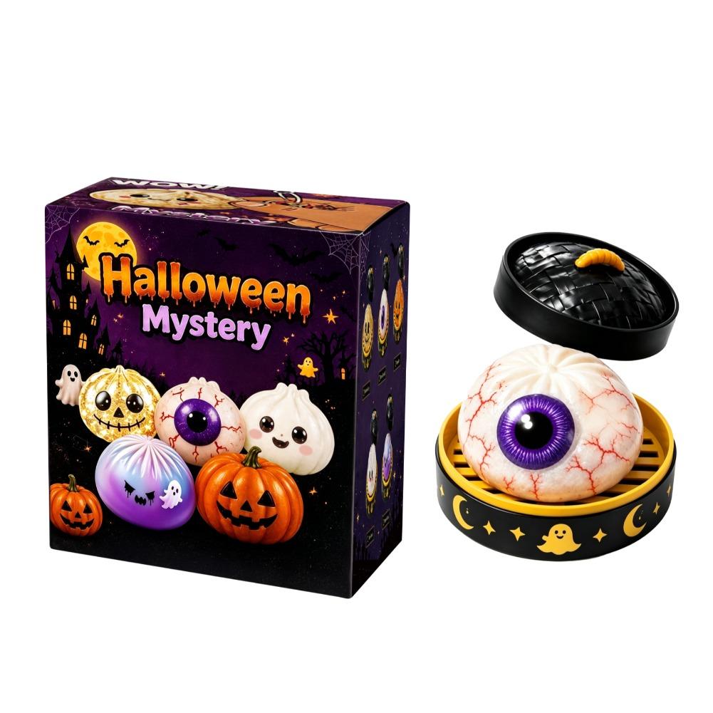 New 1-5pcs Halloween Ghost Dumpling Squishy Toy with Box Squeeze Depression Fidget Toy for Stress Relief Gift Box Set