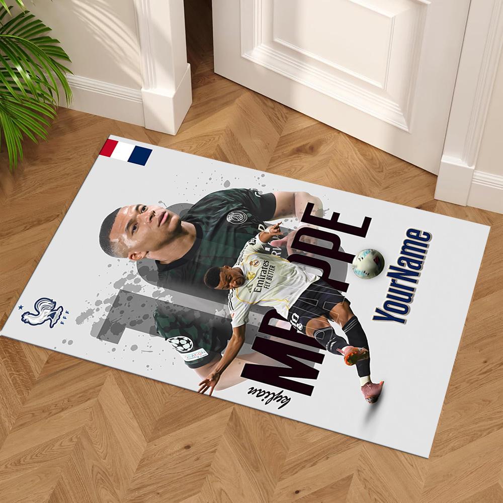 Mbappe Customize Your Name Floor Rug Office Rug Suitable for Foyer Balcony Outdoor Playrooms Antislip Carpet Anime Office Decor